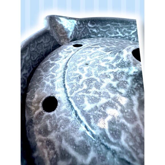 Vintage Blue Enamelware Graniteware Coffee Pot With Lid Rustic Campfire Style - Picture 13 of 16